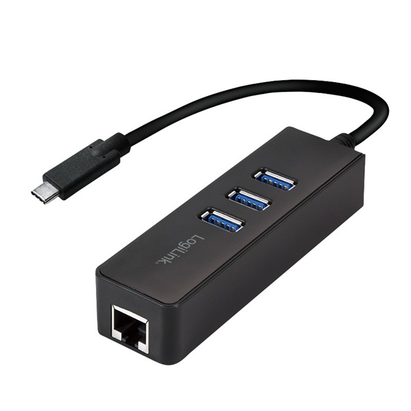 Logilink UA0283 USB 3.2 Gen 1x1 USB-C 3-port hub, Gigabit Ethernet-csatornával