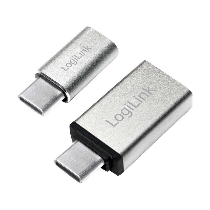 Logilink AU0040 USB-C adapterkészlet, C/M - USB-A/F + C/M - Micro-USB/F, ezüst