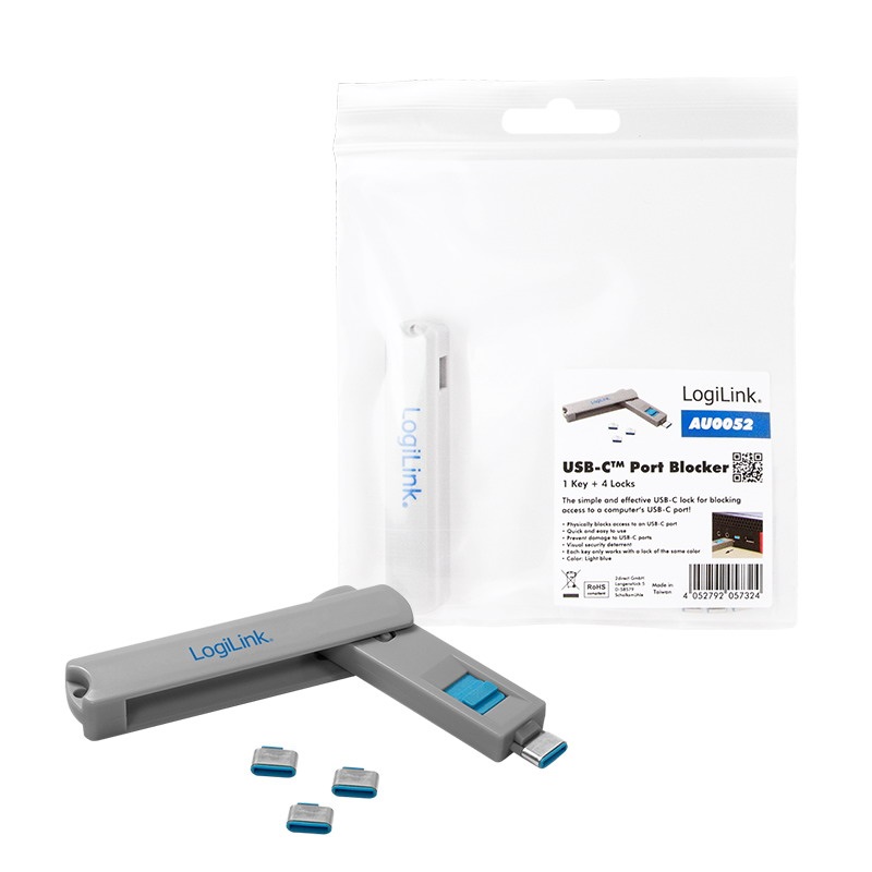 Logilink AU0052 USB-C port blokkoló (1x kulcs és 4x zár)