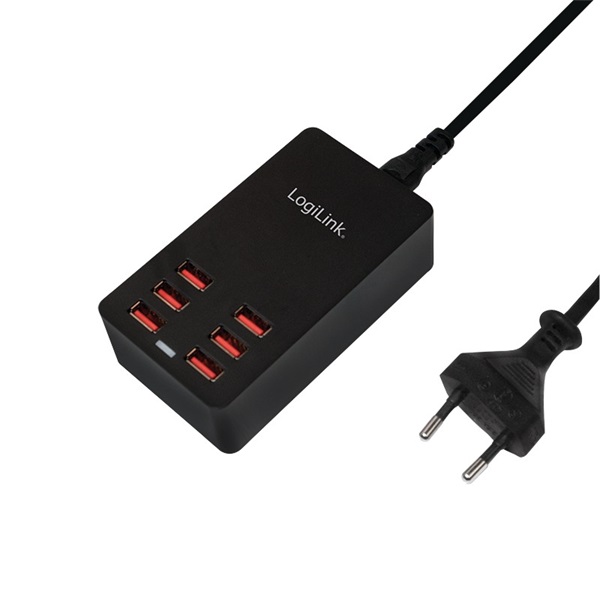 Logilink PA0139 USB asztali töltő, 6-port, 32W, fekete