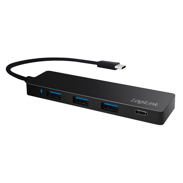 Logilink UA0311 Ultravékony USB 3.2 Gen 1x1 USB-C, 4 portos hub