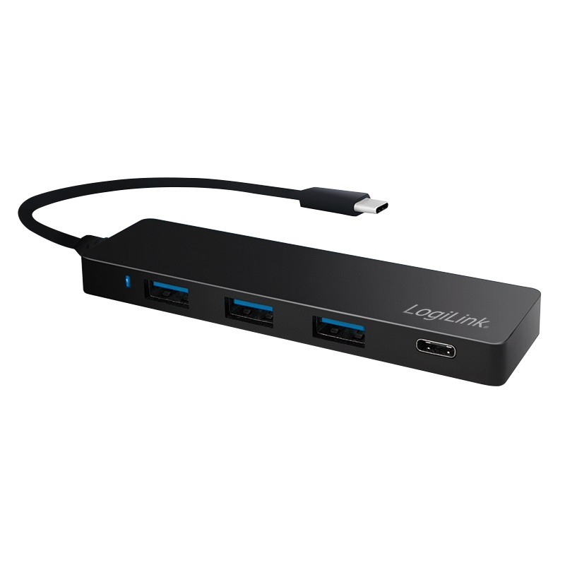 Logilink UA0311 Ultravékony USB 3.2 Gen 1x1 USB-C, 4 portos hub