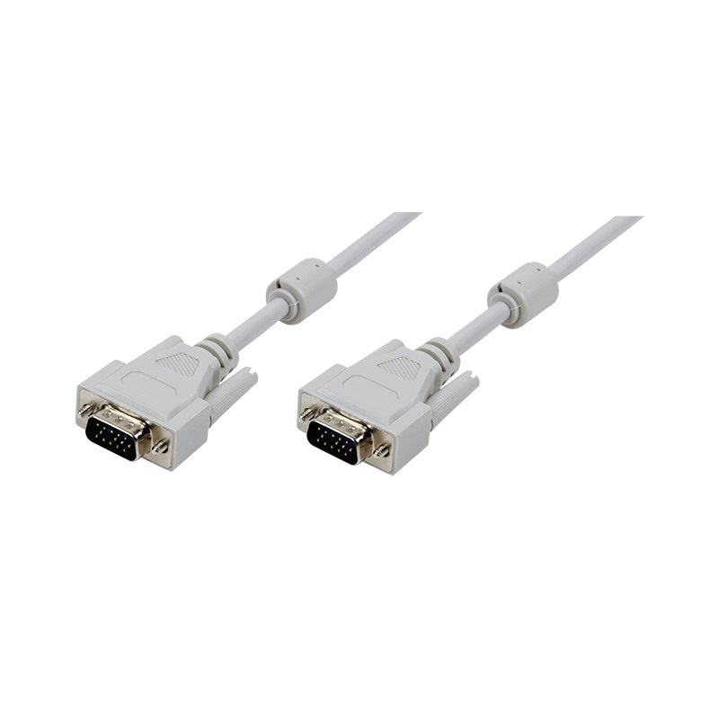 Logilink CV0027 VGA kábel, HD15/M - HD15/M, 1080p, 2x ferrit, szürke, 5 m