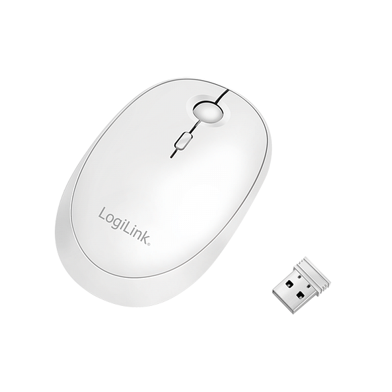 Logilink ID0205 Vezeték nélküli és Bluetooth kettős egér, 2,4 GHz, 800/1200/1600 dpi, fehér