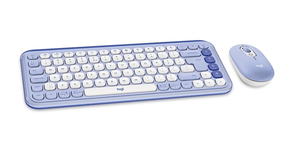 Logitech Pop Icon Combo US vezeték nélküli lila/piszkosfehér billentyűzet és egér