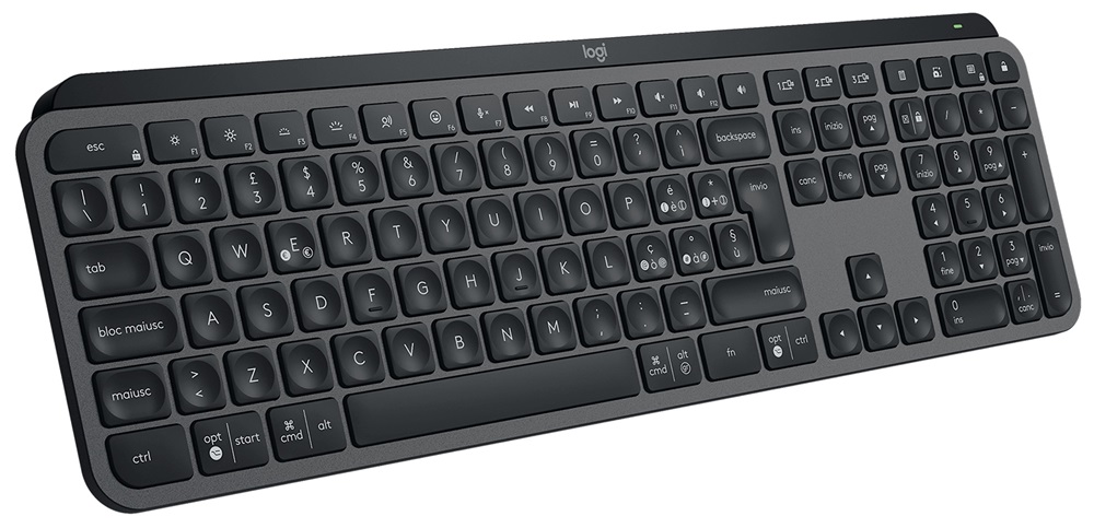 Logitech  MX Keys S lézergravírozott magyar kiosztású grafitszürke vezeték nélküli billentyűzet