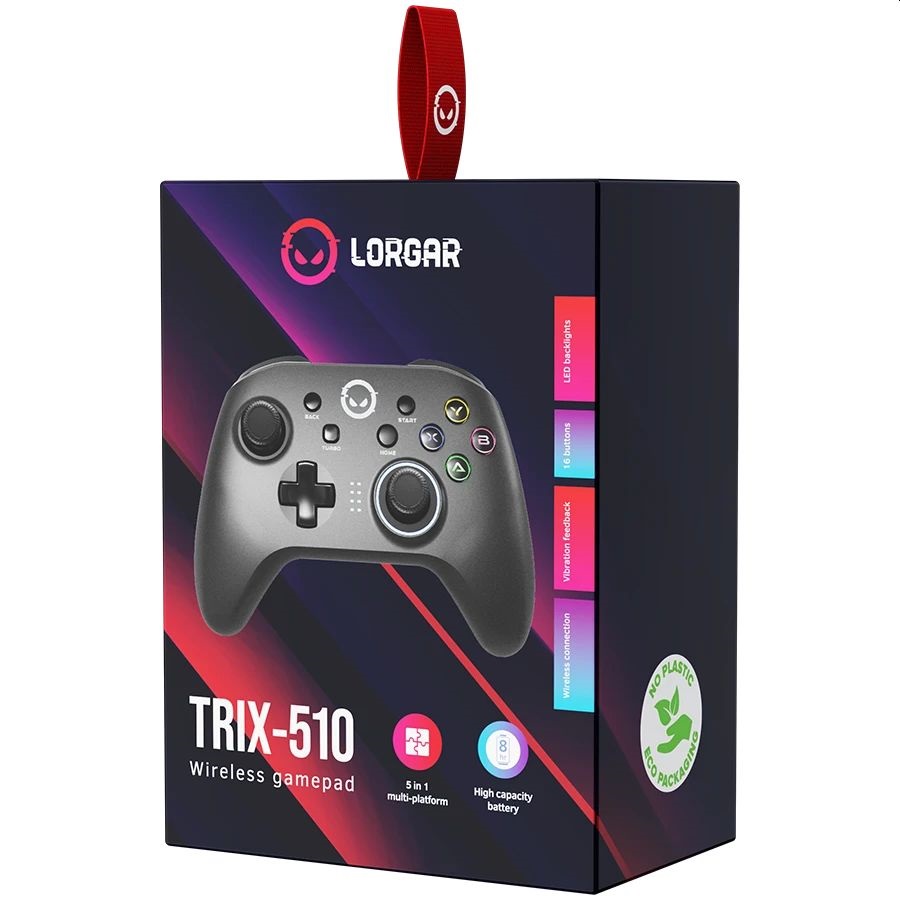 Lorgar LRG-GP510 TRIX-510 Android/Nintendo/PC/PS3 vezeték nélküli fekete kontroller