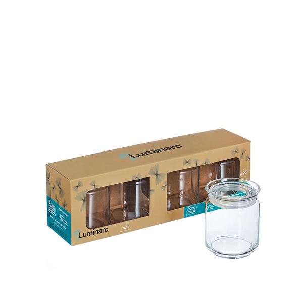 Luminarc 4 db kerek üvegedény készlet fedéllel 750ml