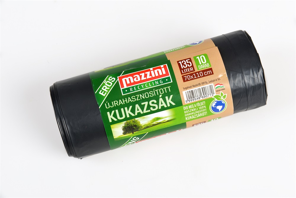 MAZZINI 104070 újrahasznosított erős 10db/roll 135L szemeteszsák