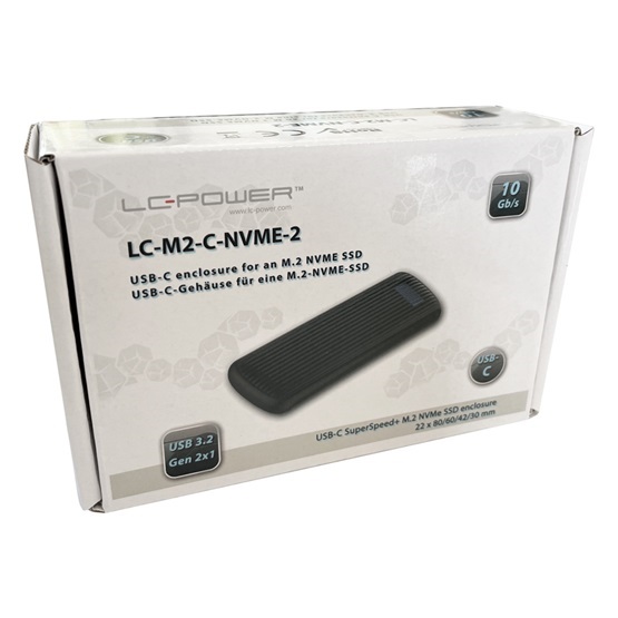 MBR LC Power Külső ház - USB 3.2 2x1 Type C - M.2 NVMe SSD - LC-M2-C-NVME-2