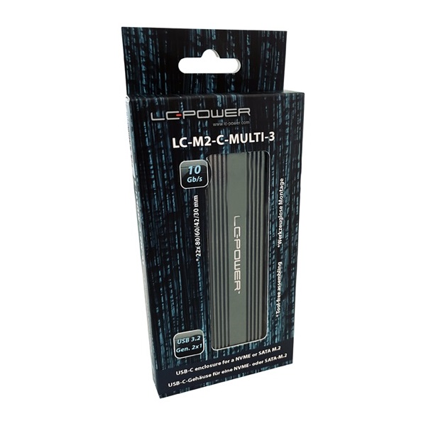 MBR LC Power Külső ház - USB 3.2 Type-C - NVMe vagy SATA M.2 SSD - LC-M2-C-MULTI-3