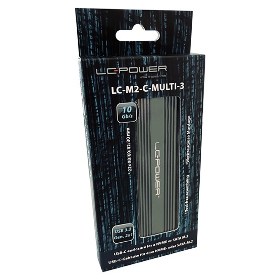 MBR LC Power Külső ház - USB 3.2 Type-C - NVMe vagy SATA M.2 SSD - LC-M2-C-MULTI-3