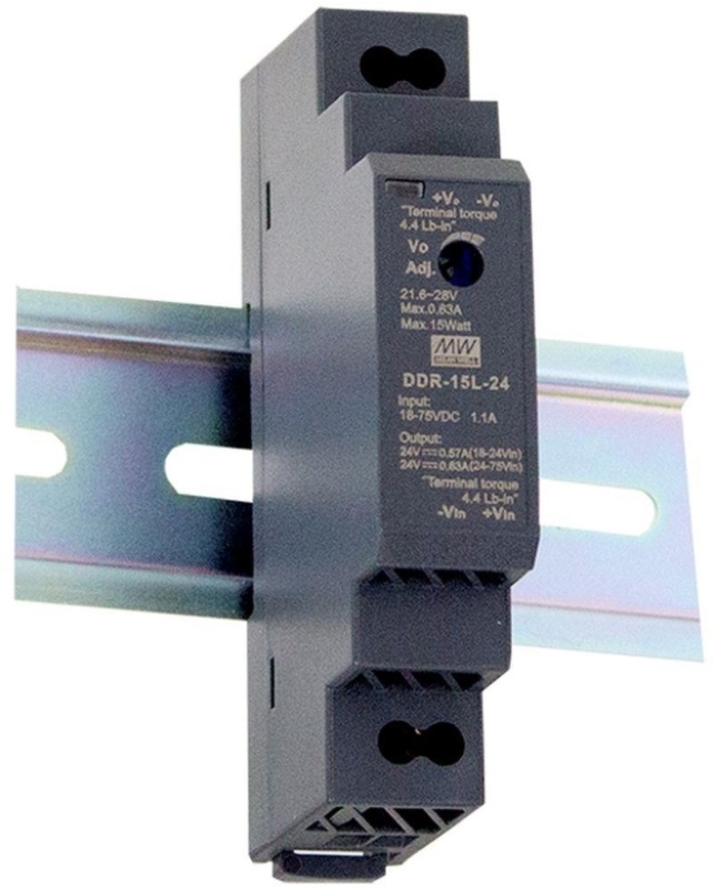 MEAN WELL DDR-15L-24 24VDC 0,63A 15W 4kV-ig szigetelt 1 kimenetű DC/DC konverter