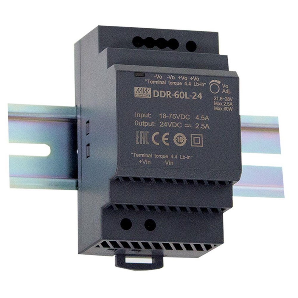 MEAN WELL DDR-60G-24 24VDC 2,5A 60W 4kV-ig szigetelt 1 kimenetű DC/DC konverter