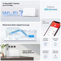 MERCUSYS Halo H47BE(2-pack) BE9300 2db - fehér otthoni mesh Wi-Fi 7 rendszer