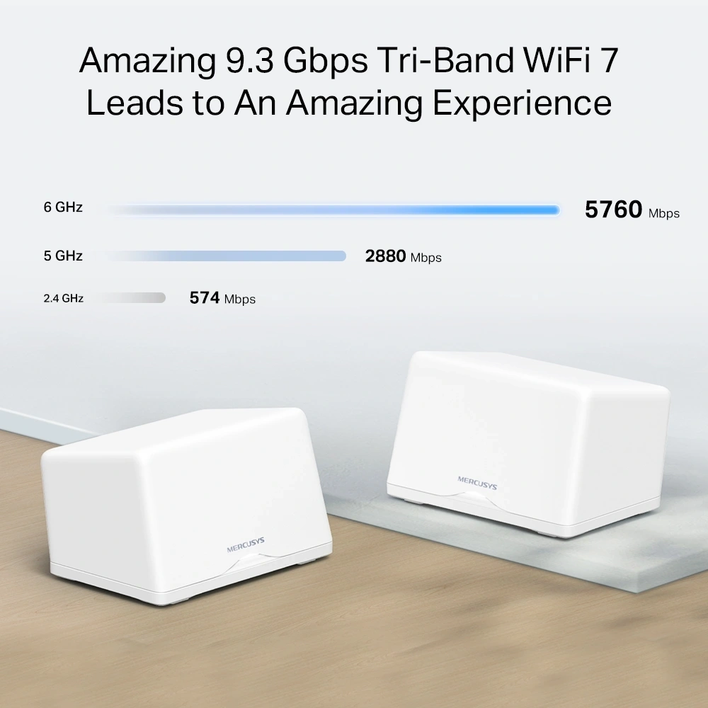 MERCUSYS Halo H47BE(2-pack) BE9300 2db - fehér otthoni mesh Wi-Fi 7 rendszer