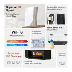 MERCUSYS MB520-5G 5G AX3000 fehér vezeték nélküli két sávos router