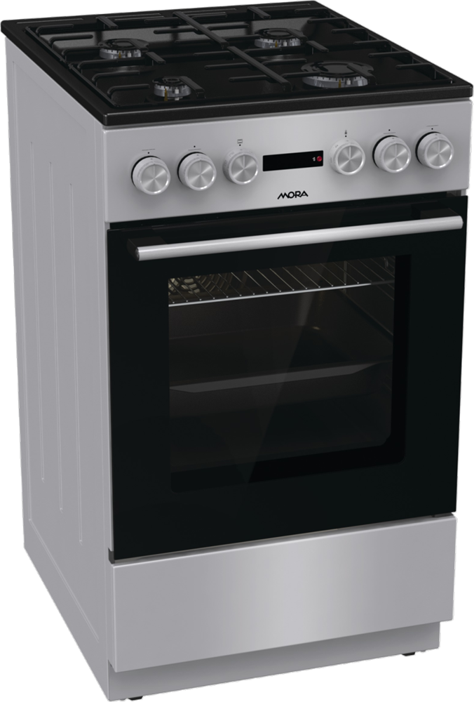 MORA K4255C1S szürke, szabadonálló, gáz, kombinált, főzőzóna: 4, sütő:70L, grill, tűzhely