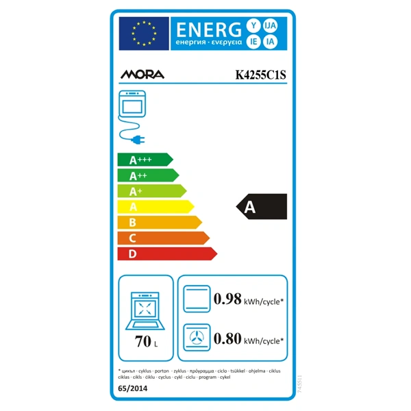 MORA K4255C1S szürke, szabadonálló, gáz, kombinált, főzőzóna: 4, sütő:70L, grill, tűzhely (Újszerű)
