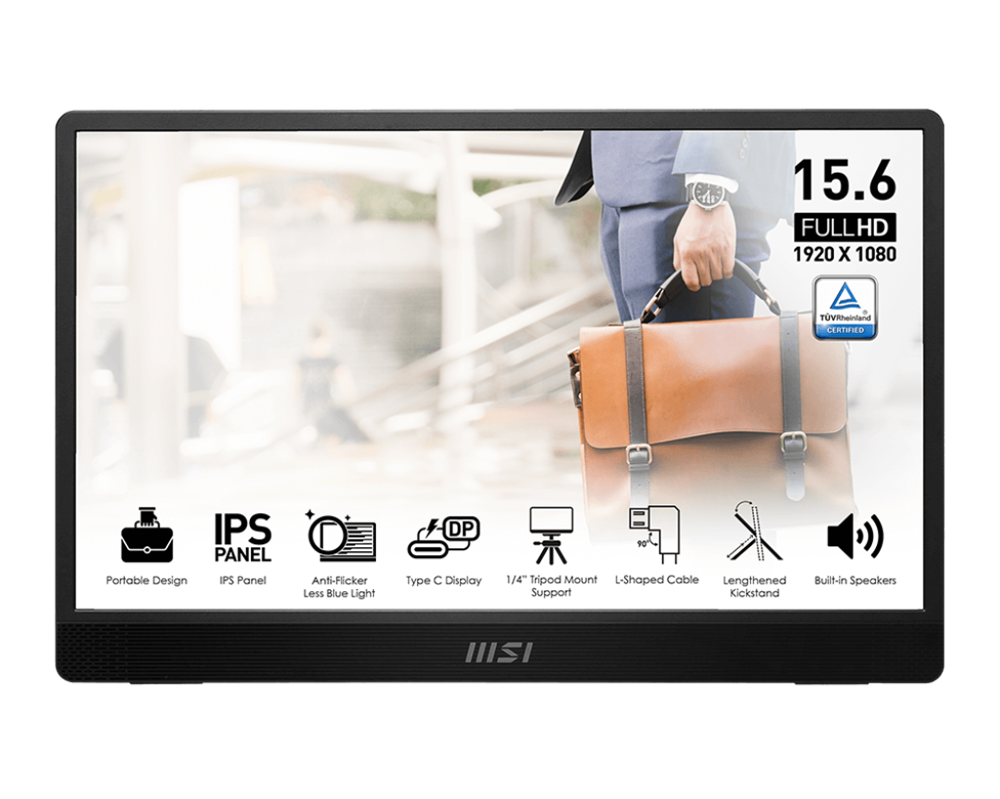 MSI 15,6" PRO MP161 E2 FHD IPS miniHDMI/USB-C hordozható monitor