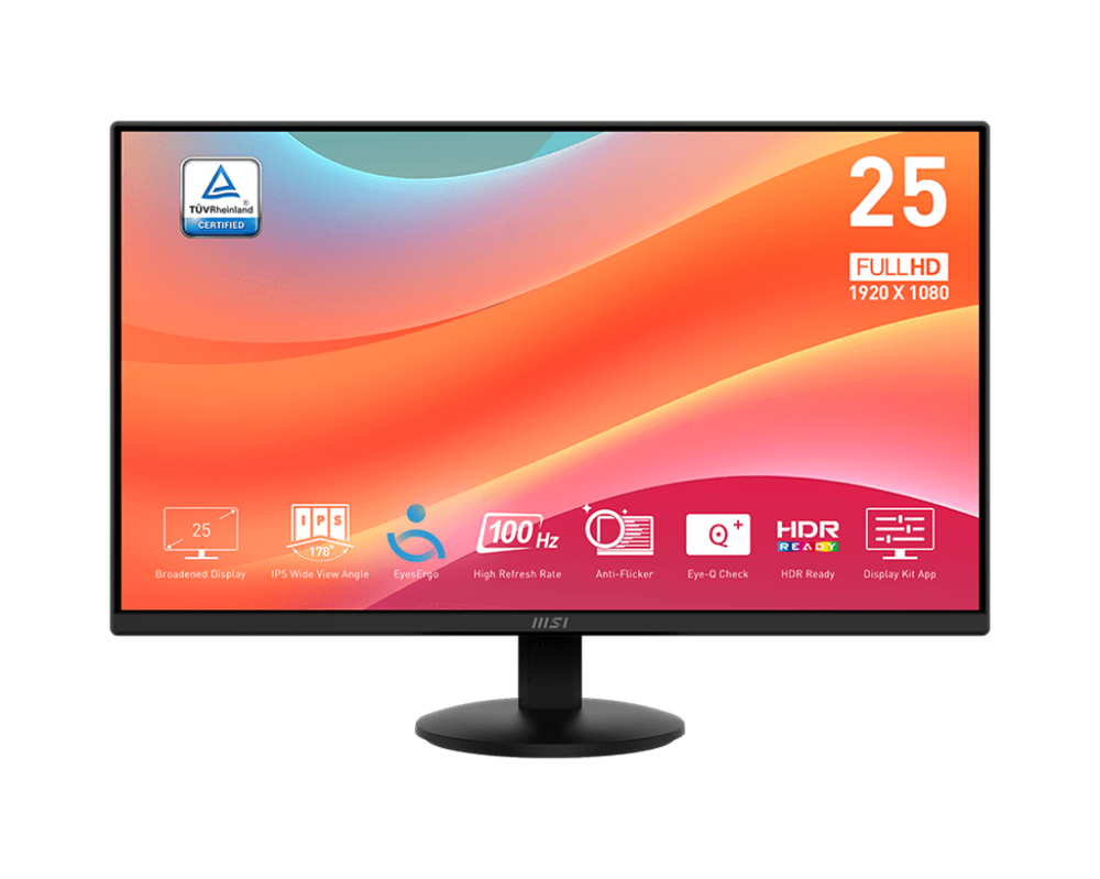 MSI 24,5" Business PRO MP252L FHD IPS 100Hz HDMI/DP fekete monitor