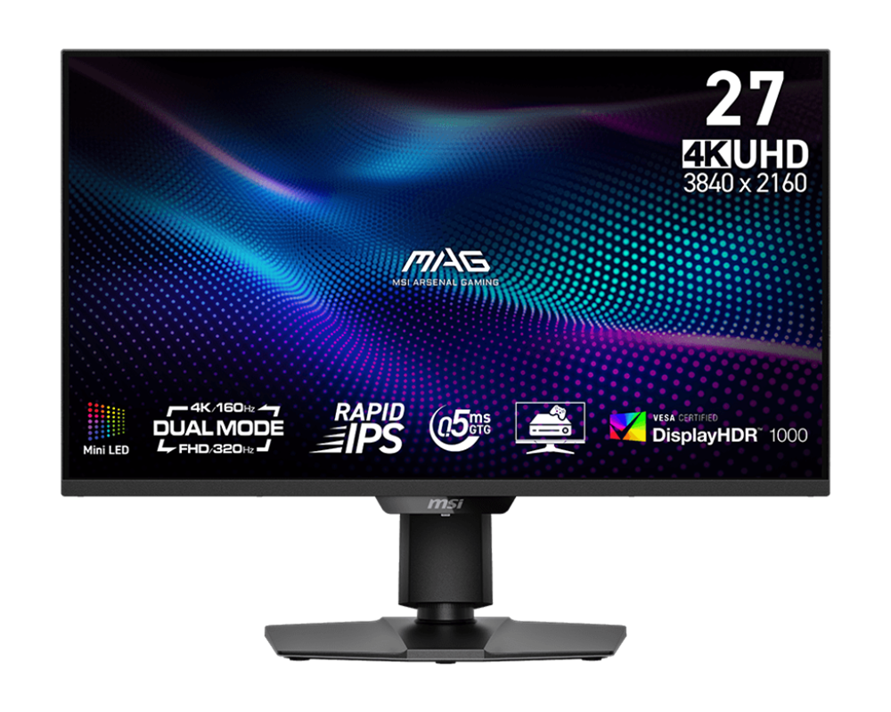MSI 27" 274UPDF Rapid IPS UHD 320/160Hz DP/HDMI/USB-C MiniLED gamer monitor