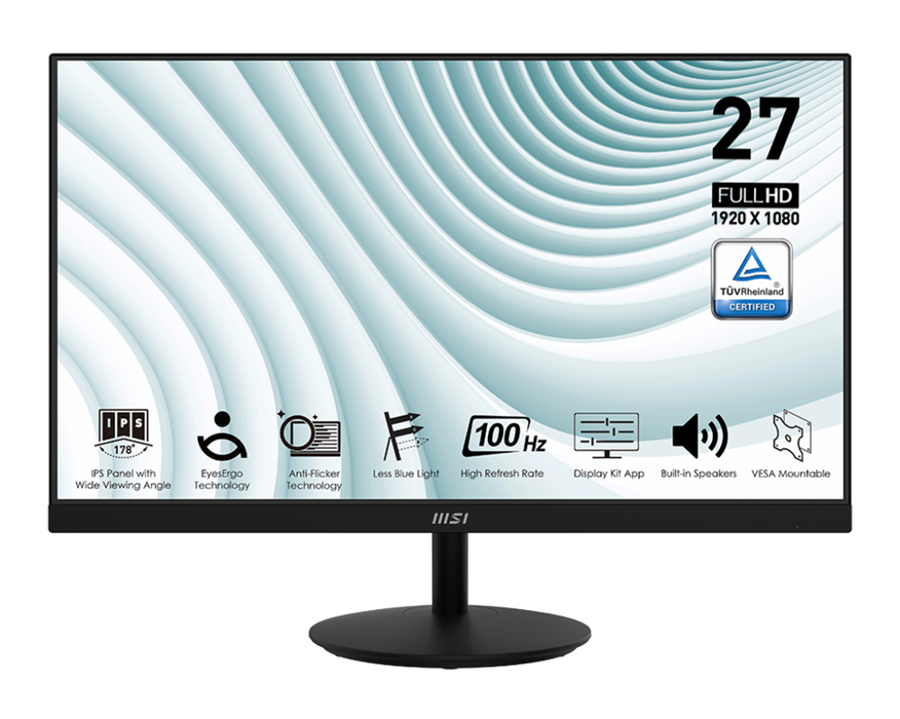 MSI 27" Business PRO MP271A FHD IPS 100Hz DP/HDMI/VGA fekete monitor