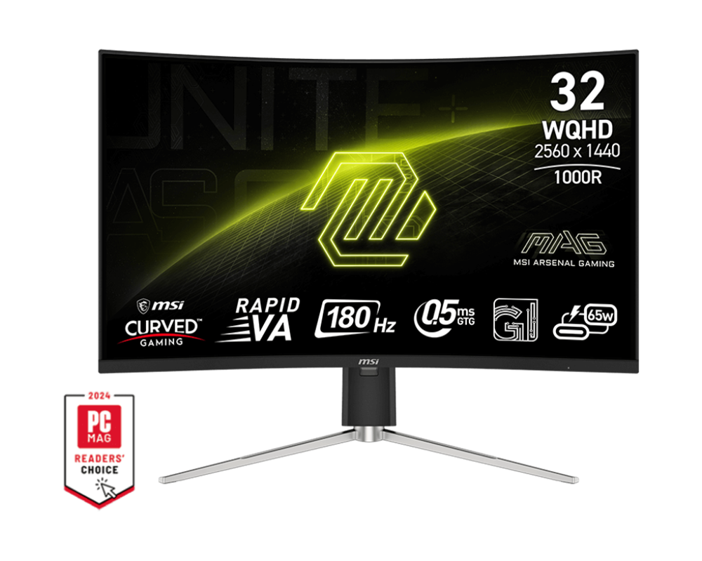 MSI 31,5" 325CQRF QD E2 Rapid VA WQHD 180Hz HDMI/DP/USB-C ívelt gamer monitor