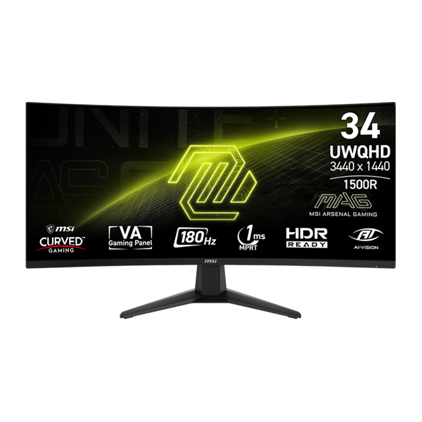 MSI 34" MAG 346CQ UWQHD VA 180Hz HDMI/DP fekete ívelt gamer monitor