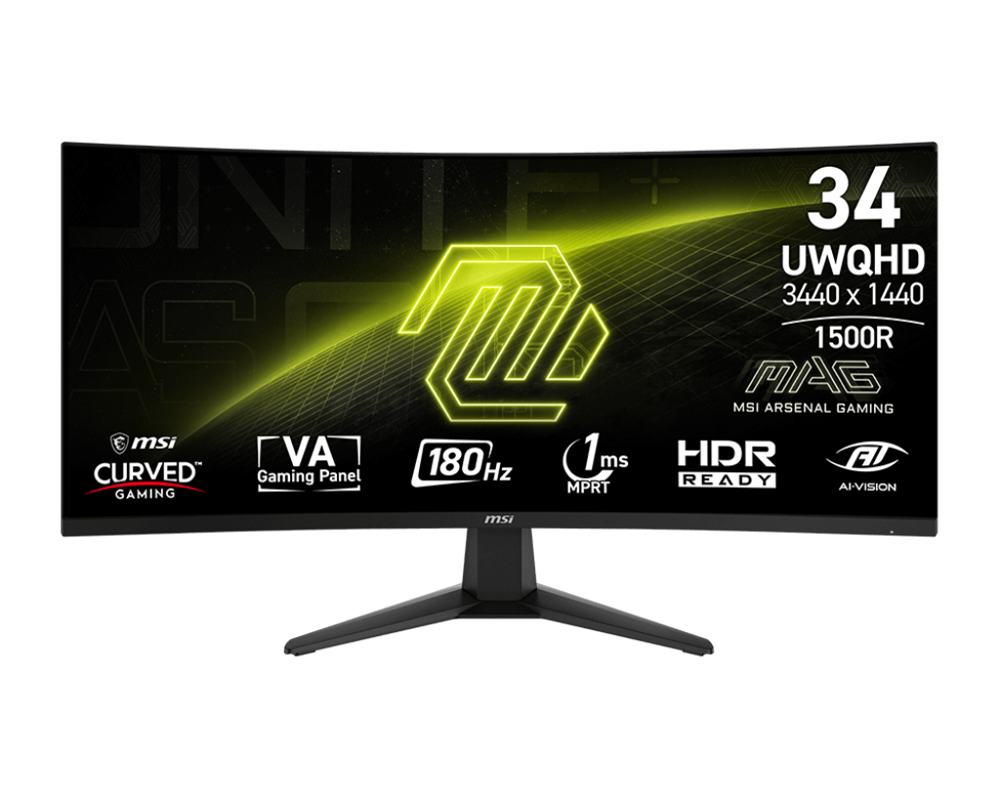 MSI 34" MAG 346CQ UWQHD VA 180Hz HDMI/DP fekete ívelt gamer monitor
