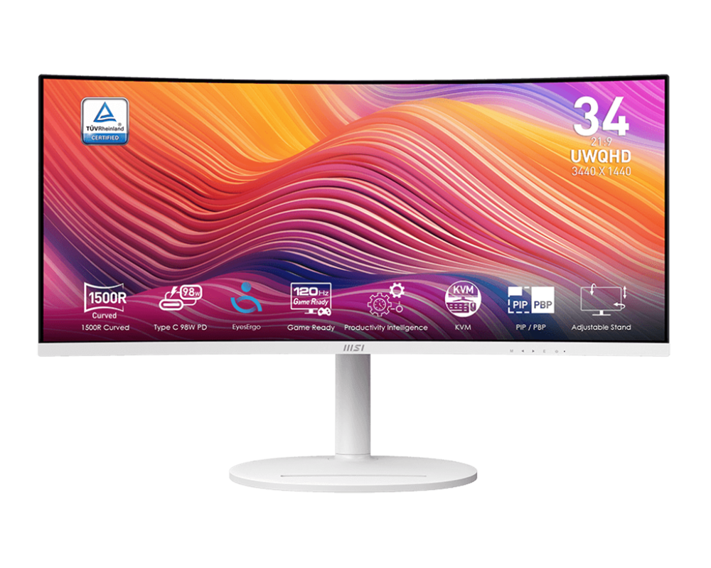 MSI 34" MD342CQPW Business Modern UWQHD VA 100Hz HDM/DP fehér ívelt monitor