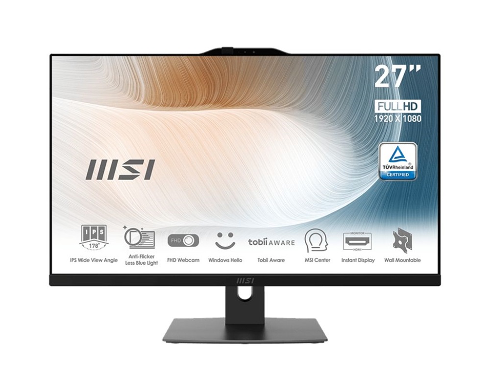 MSI Business Modern AM272P 12M-841XEU 27"FHD/Core i3-1215U/8GB/512GB/fekete All-in-One asztali számítógép