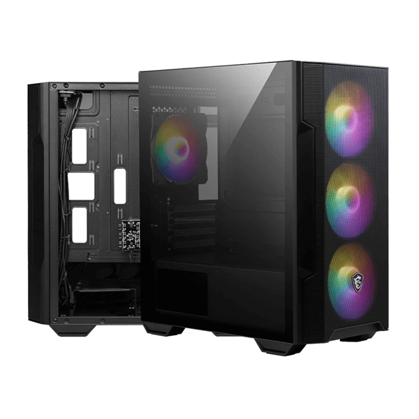 MSI FORGE M100R (táp nélküli) ablakos 4xARGB fekete mATX ház