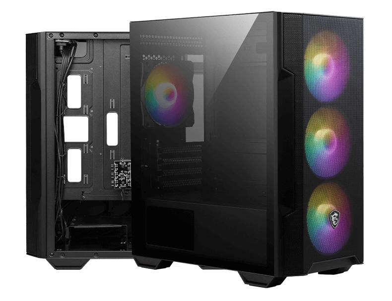 MSI FORGE M100R (táp nélküli) ablakos 4xARGB fekete mATX ház