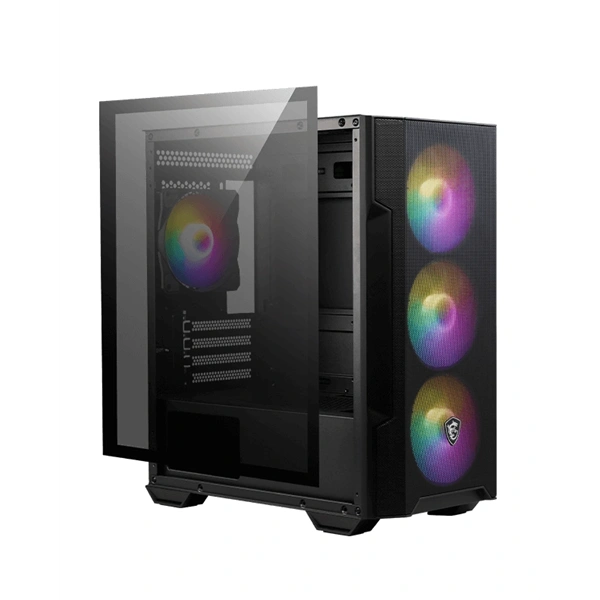 MSI FORGE M100R (táp nélküli) ablakos 4xARGB fekete mATX ház