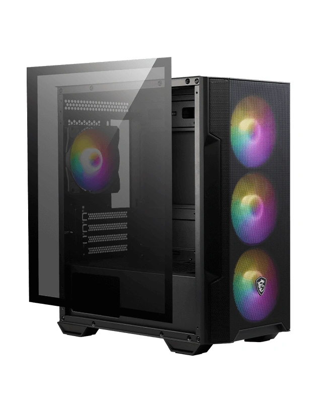 MSI FORGE M100R (táp nélküli) ablakos 4xARGB fekete mATX ház