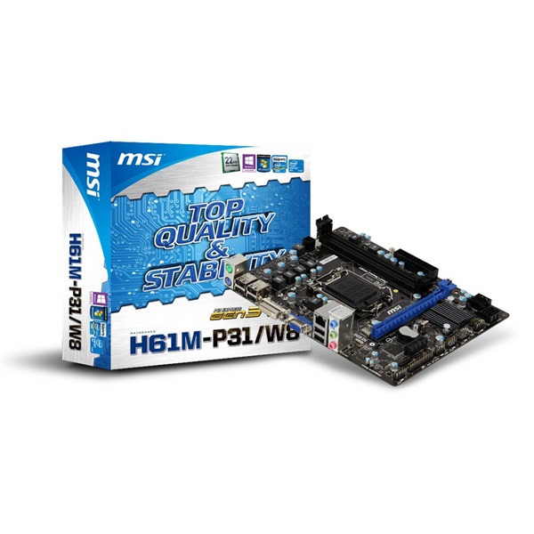 MSI H61M-P31/W8 Intel H61 LGA1155 mATX alaplap