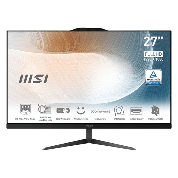 MSI Modern AM272P 12M-1092XEU-B51235U16GS50XXANA 27"FHD/Core i5-1235U/16GB/500GB/fekete All-in-One asztali számítógép