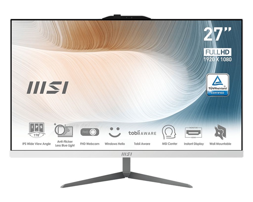 MSI Modern AM272P 12M-1093XEU-W51235U16GS50XXANA 27"FHD/Core i5-1235U/16GB/500GB/fehér All-in-One asztali számítógép