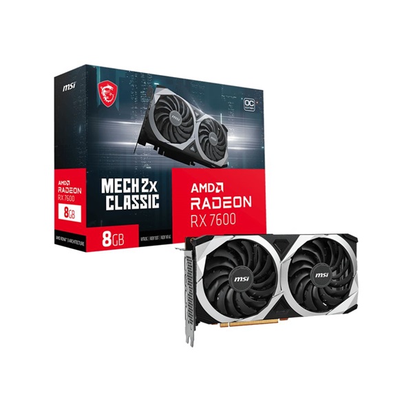 MSI Radeon RX 7600 MECH 2X CLASSIC 8G OC AMD 8GB GDDR6 128bit PCIe videókártya