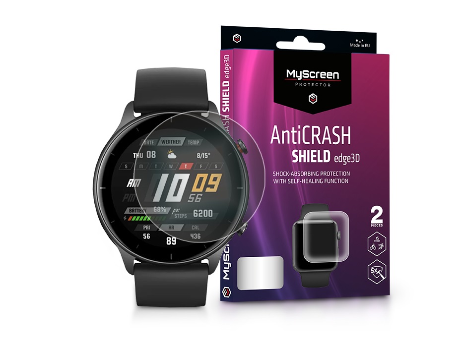 MSP LA-2093 Amazfit GTR 2e AntiCrash Shield Edge3D 2db ütésálló képernyővédő fólia