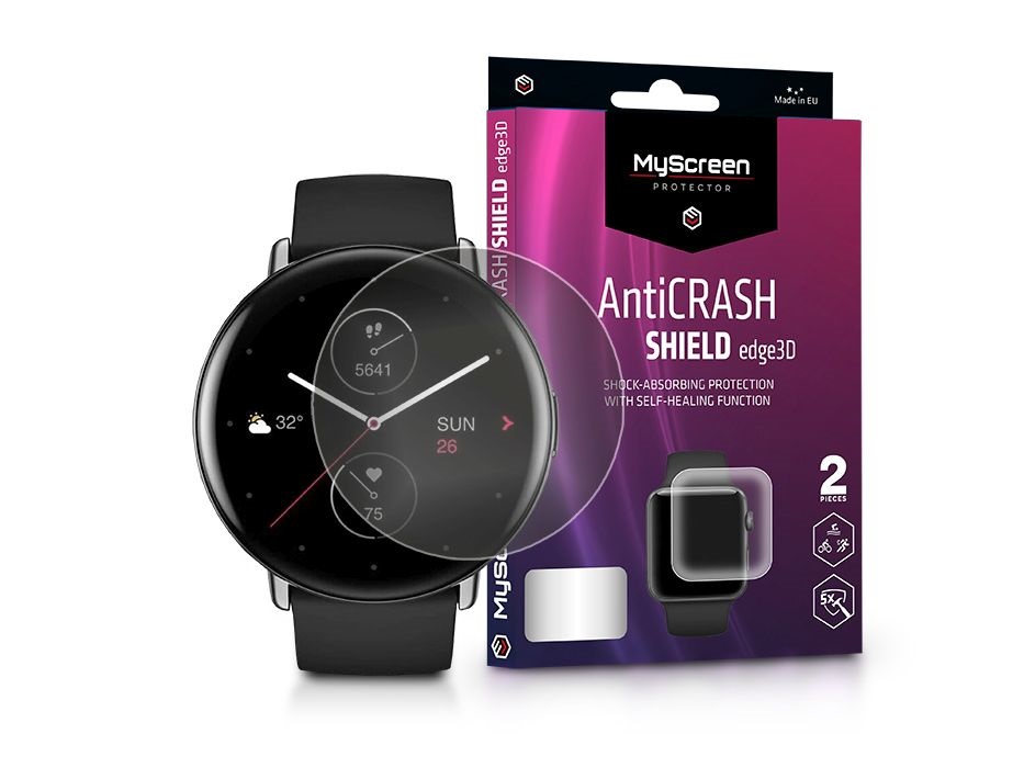 MSP LA-2163 Amazfit Zepp E Circle (Round) AntiCrash Shield Edge3D - 2db ütésálló képernyővédő fólia