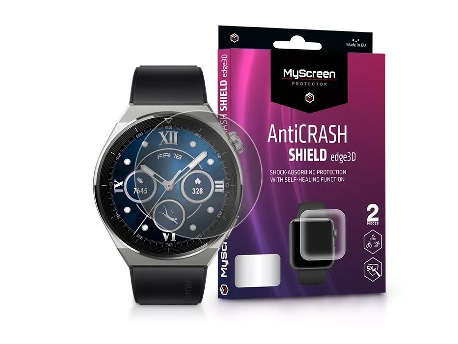 MSP LA-2279 Huawei Watch GT 3 Pro (46mm) AntiCrash Shield Edge 3D 2db ütésálló kijelzővédő fólia