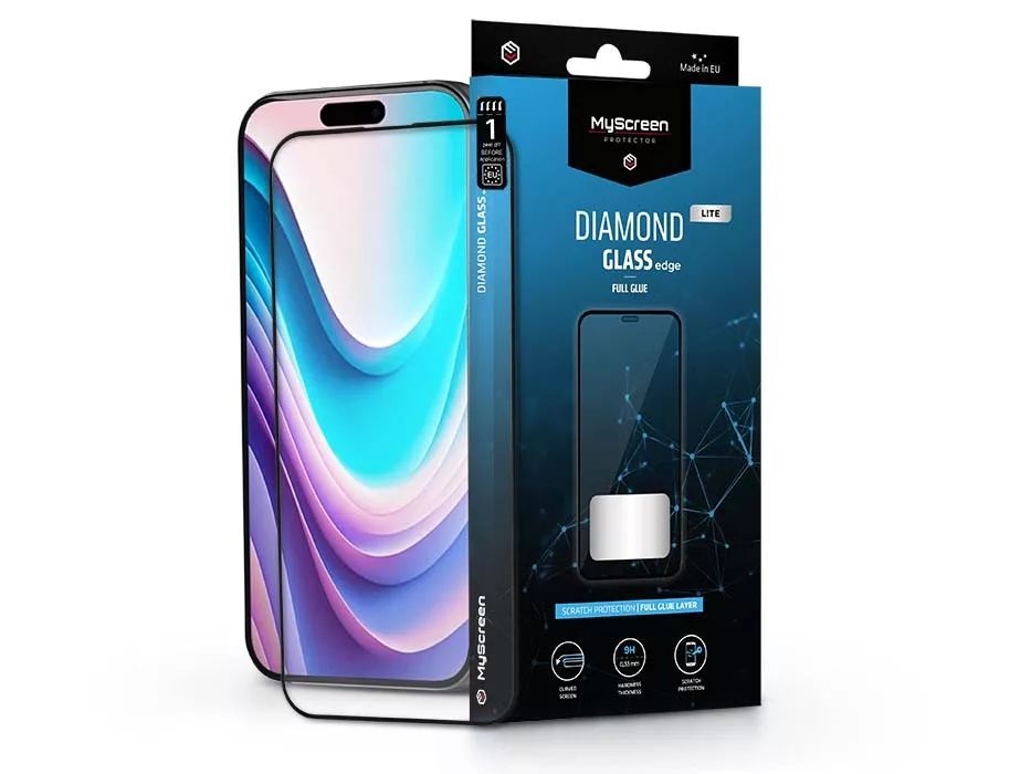 MSP MD9230 DGLFG iPhone 16 Plus 2.5D 9H fekete üveg kijelzővédő