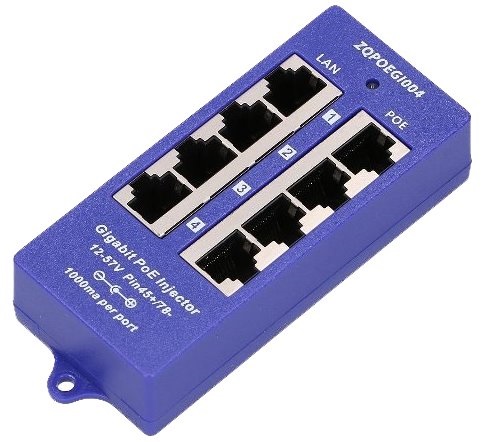 MaxLink 4Port Gigabit 12V~57V DC PoE Injector