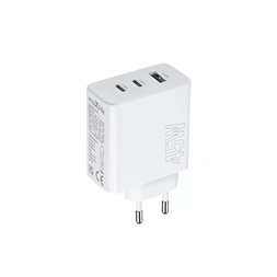 Maxlife ML081094 45W 2xType-C + USB fehér gyorstöltő adapter