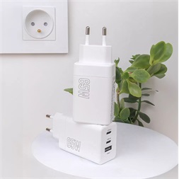 Maxlife ML081100 65W 2xType-C + USB fehér gyorstöltő adapter