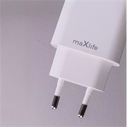 Maxlife ML738423 PD+QC 20W USB + Type-C fehér gyorstöltő adapter + Type-C/Lightning kábel
