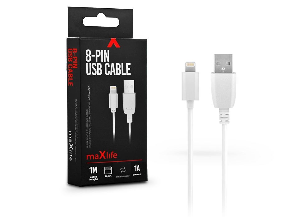 Maxlife TF-0113 1m USB-Lightning fehér adat- és töltőkábel