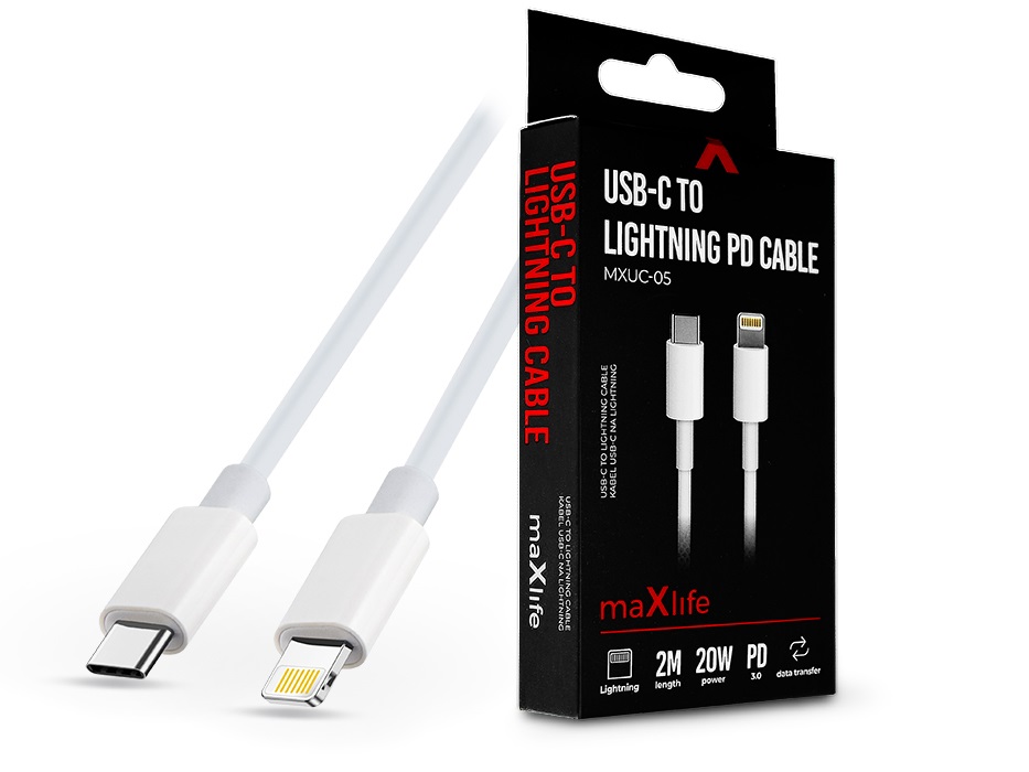 Maxlife TF-0138 Type-C - Lightning 2 m-es vezetékkel PD3.0 Cable - 20W adat- és töltőkábel